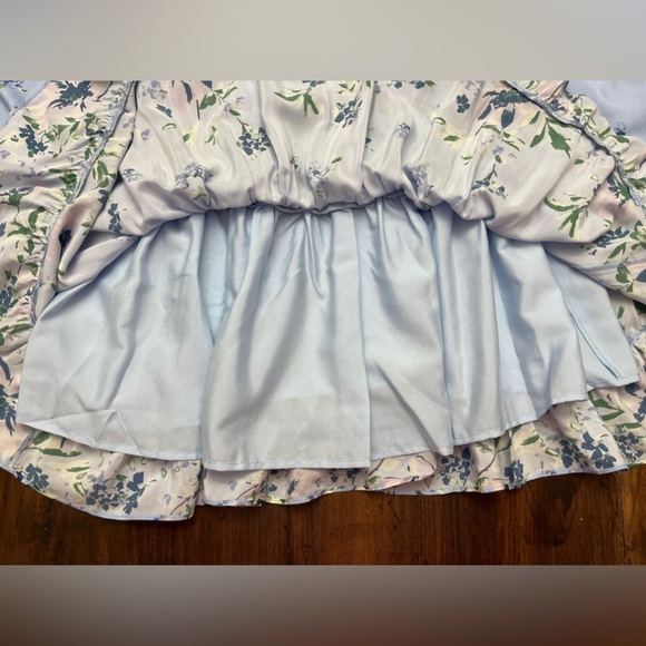 Cartolina Emelia Mini Dress Size XL Light Blue Floral Ruffle Smocked Waist NWT - Picture 7 of 16